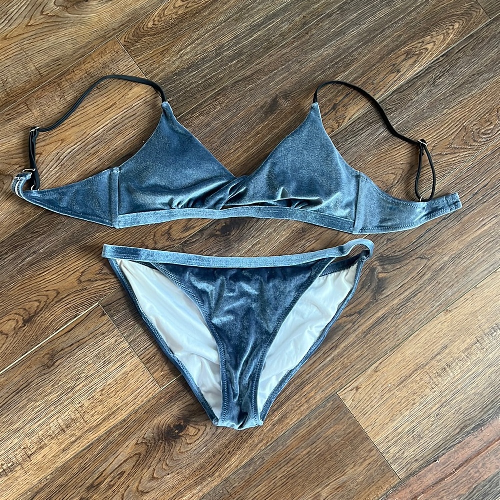 Size small. Blue velvet bikini